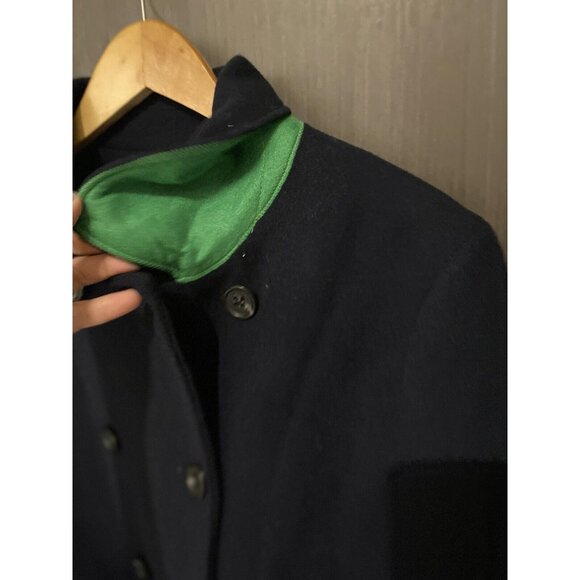 J. Crew Womens 14 Coat Long Blue Wool Blend flap Pockets Button Size L - Picture 3 of 5